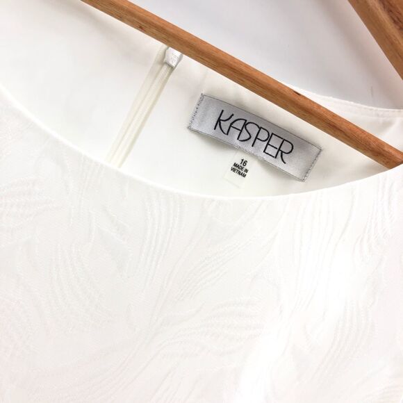 Kasper Textured Leaf Jacquard‎ Embroid Vanilla Ice Dress 16 - Picture 6 of 11